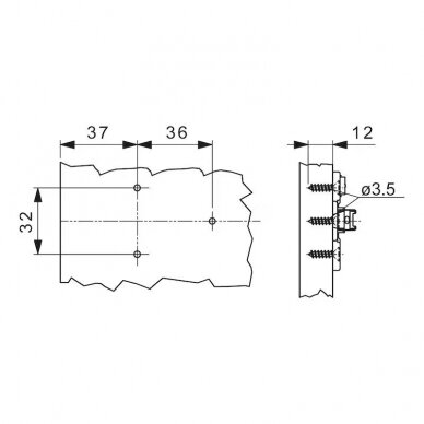 2D cross mounting plate, 2-point fixing 1