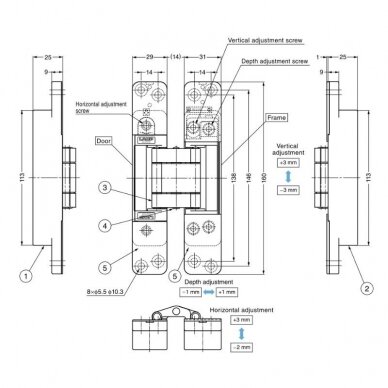 Zawias regulowany w 3 płaszczyznach HES3D-160 1