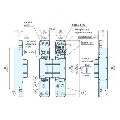 3-WAY ADJUSTABLE CONCEALED HINGE HES3D-E160 1