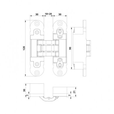 3D adjustable concealed hinge Invisacta IN300 3