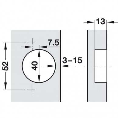 94° hinge Duomatic for thickened doors, unsprung 1