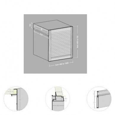 Furniture roller shutters from aluminium „Tambour Box“ for low cabinets, external mounting 3