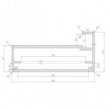 Aluminum frame, 21,6x45 mm 1