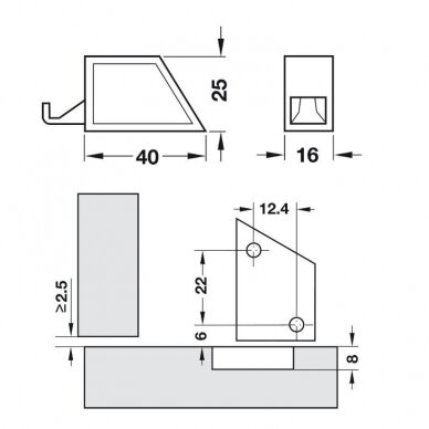 Push catch, Metalla 510 Push, for screw fixing 2