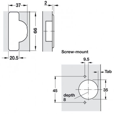 Hinges Duomatic Push, for opening doors without handles 3