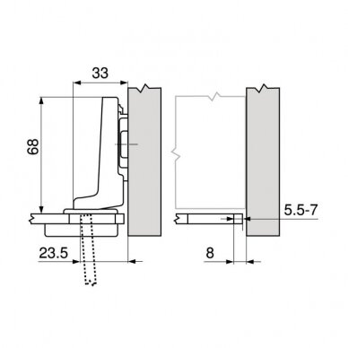 BLUM MODUL lankstas stiklo durelėms 6