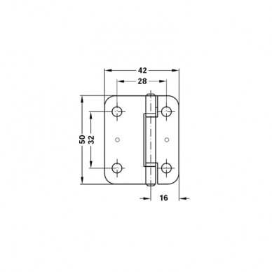 Butt hinge for folding sliding door, 50x42 mm, zinc plated 1