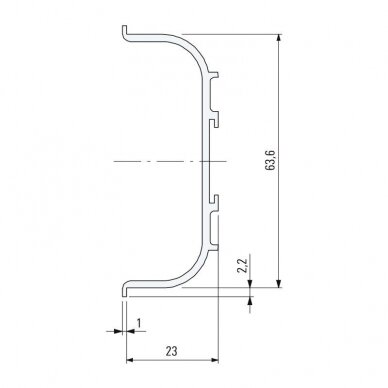 Central profile for horizontal orientation mouting