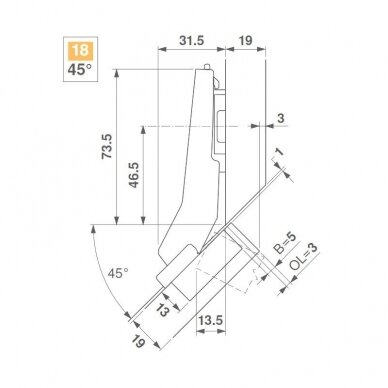 CLIP top +45° II hinge, diagonal, Inserta 1