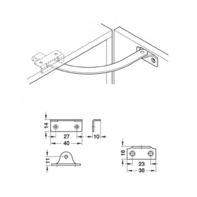 Opening angle restraint, steel, length 150 mm 1