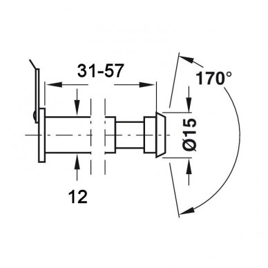 Durvju actiņa 31 - 57 mm Ø12 1