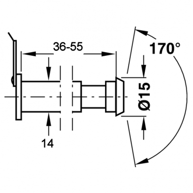 Door viewer 36 - 55 mm Ø14 1