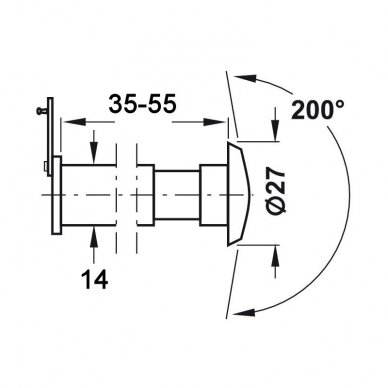 Door viewer 35 - 55 mm Ø14 1