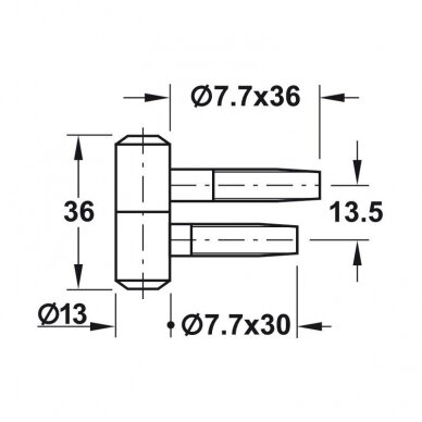 Zawias wiercony 2-częściowy 13 mm 1