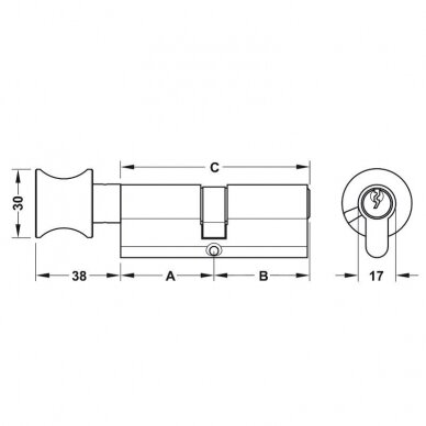 Double profile cylinder with thumbturn 1