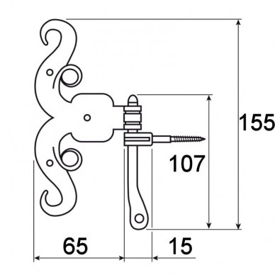 Hinge Tyrol iron style, rusted 1