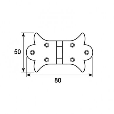 Flat hinge, 50x80 mm, black color 1