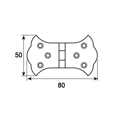 Flat hinge, 50x80 mm, black color 1