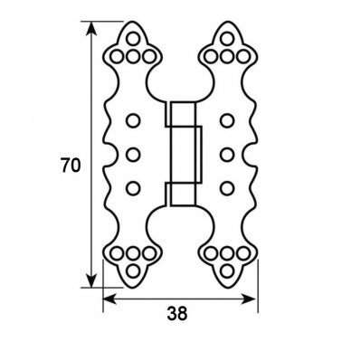 Flat iron hinge, 70x38 mm, black color 1