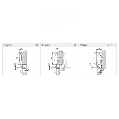 GRASS NEXIS Click-on 95° aluminium frame hinge (Aluminium frame up to 20 mm) 1