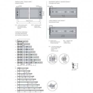 Ball bearing slides H45, PUSH-TO-OPEN, 25 kg 1