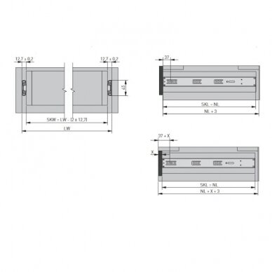 Ball bearing slides H45, soft close 2