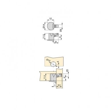 Shelf support recessed, diameter 10 mm 1