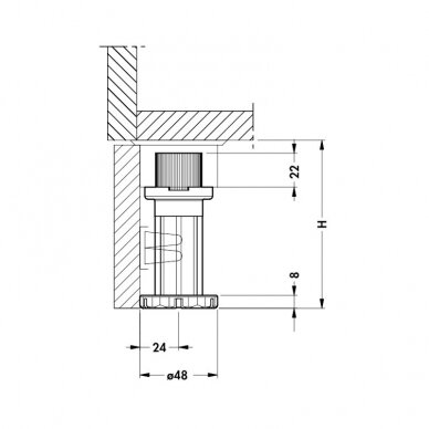 Plastic kitchen leg with separate fixing socket, 28 mm 1