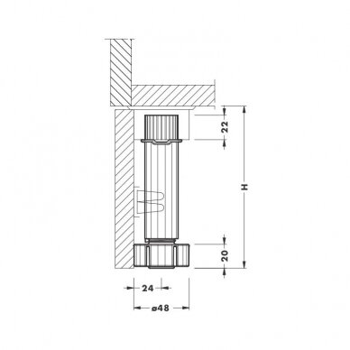 Plastic kitchen leg with separate fixing socket, 28 mm 1