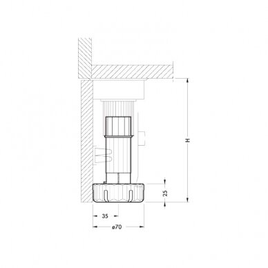 Plastic kitchen leg with separate fixing socket, 34 mm 1