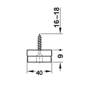 Furniture glide, Height 9 mm, felt, with screw 1