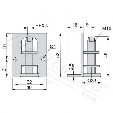 Threaded stem with mounting plate 1