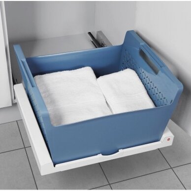 Pull-out shelf with plastic basket for laundry 1