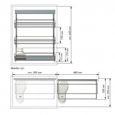 Pull-out shoe rack with front brackets with soft close 1