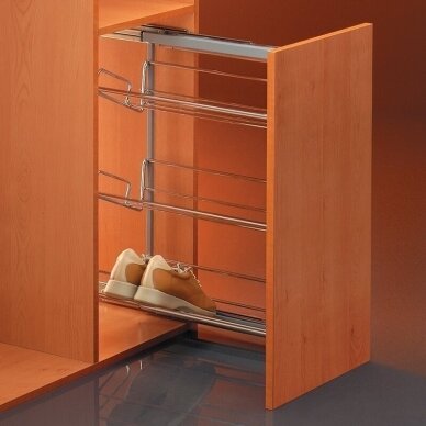 Pull-out shoe rack with front brackets