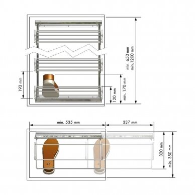 Pull-out shoe rack with front brackets 2