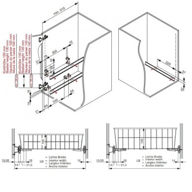 Pull-out inner basket - drawer KOBRA PLUS, width-adjustable 3