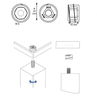 Bushing for table leg fastening 3