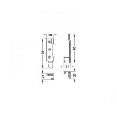 Bed fitting with cranked hook-in part and striking plate 1