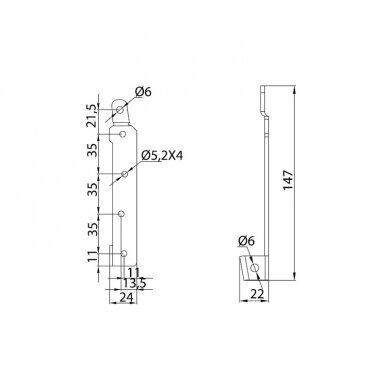 Bed fitting with cranked hook-in part and striking plate 2