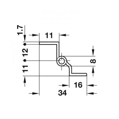 Drill-in hinge, brass, with decorative finial 1