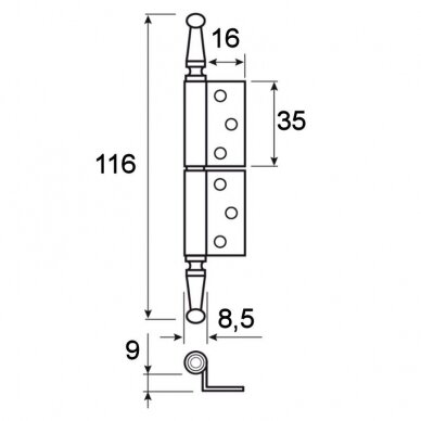 Iron hinge for doors with rabbet 1