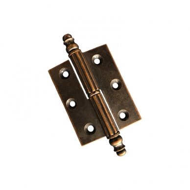 Brass hinge, with flat leaf and knobs. Suitable for full inset doors.