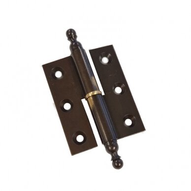 Brass hinge, with flat leaf and knobs. Suitable for full inset doors.