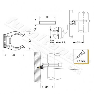 Clip for 34 mm leg 1