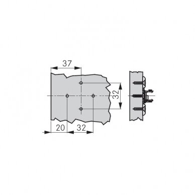 1D cross mounting plate, 4-point fixing 1