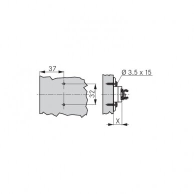 1D cross mounting plate, 2-point fixing 1