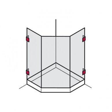 Glass clamp with bracket for glass shelf 90° 2