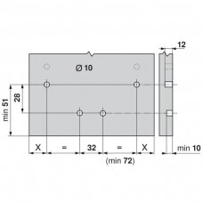 LEGRABOX / MERIVOBOX / TANDEMBOX aukštų / plačių stalčių fasadų stabilizatorius Z96.10E1