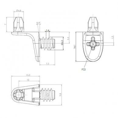 Shelf support with vertical pin GG.7924 1